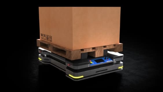 Autonomous mobile robot (AMR) pallet delivering a load